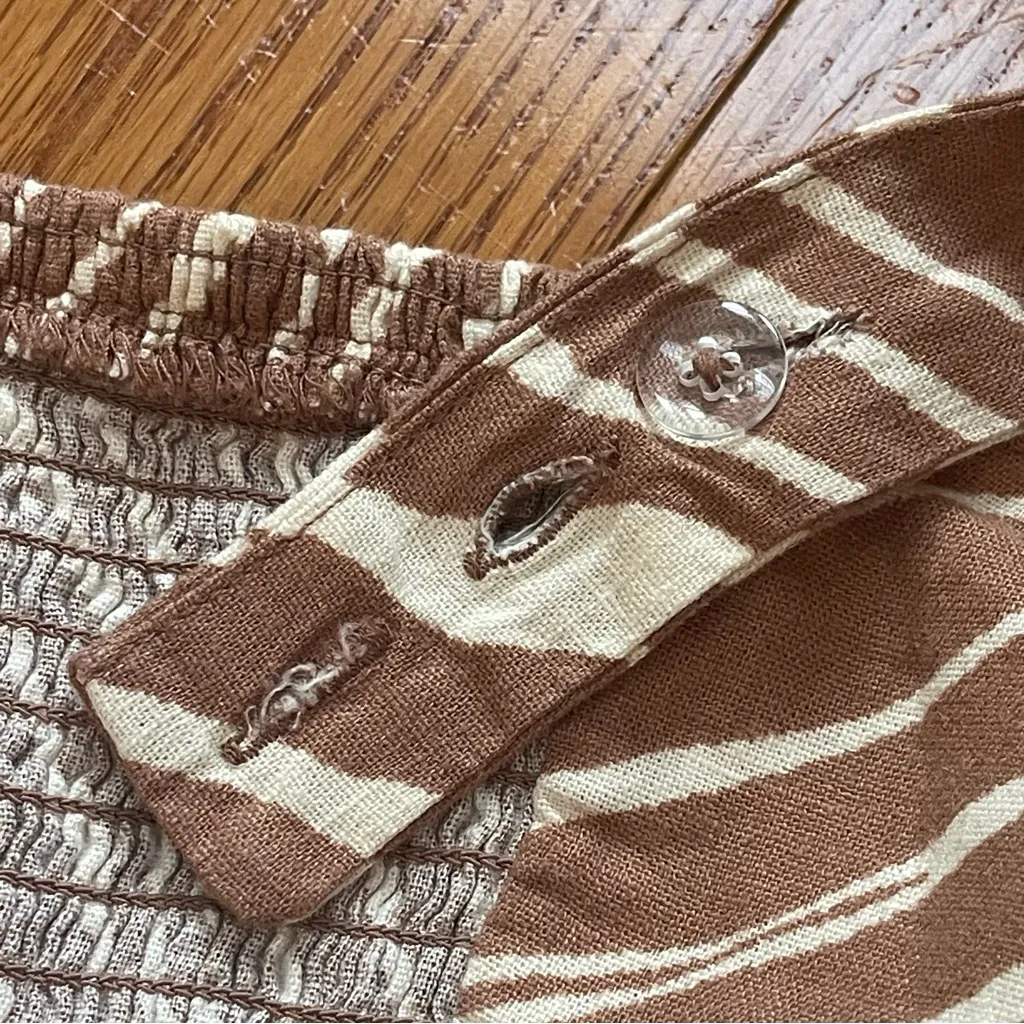 A New Day Crop Linen Sleeveless Shirt Tank Top w shorts Set Brown Zebra Sz L/XL - Image 12