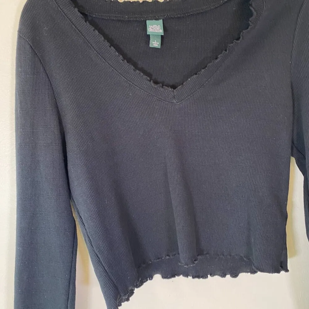 Wild Fable Cropped Long Sleeve With Lettuce Hem - Image 2