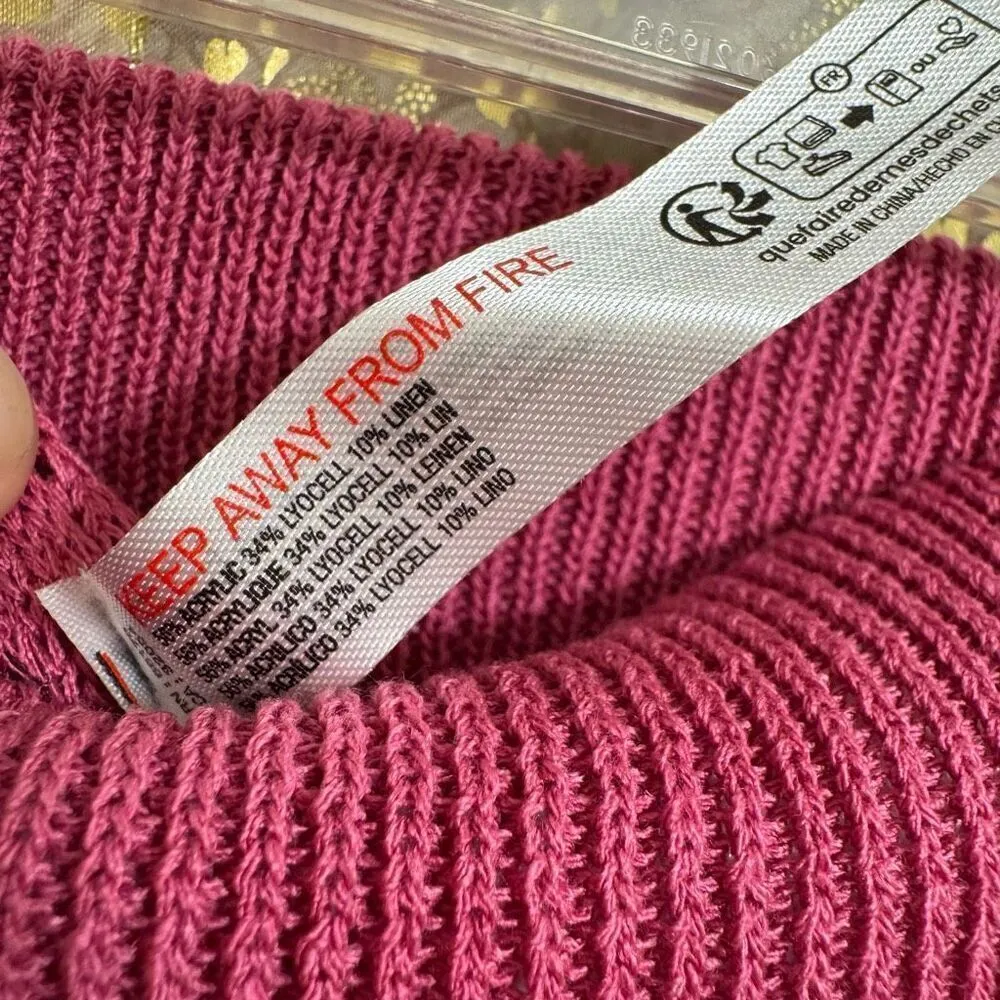 Free People Beach Sola Fiji Hot Pink Open Knit Wide Leg Pants Medium NWOT - Image 7