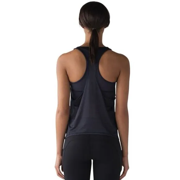 Lululemon Women‎ 4 Pushing Limits Tank Midnight Navy Mesh Overlay Built in Bra - Image 2