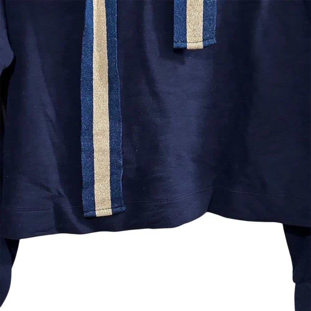 Ramy Brook Women's Navy Blue Tatum Puff Sleeve Hoodie Sweatshirt Size L - Image 7