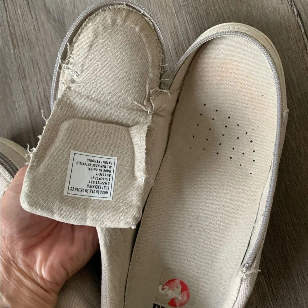 Billy Footwear Sneaker Shoes Zipper Canvas Tan Gray Beige Made Size 8.5 White - Image 12