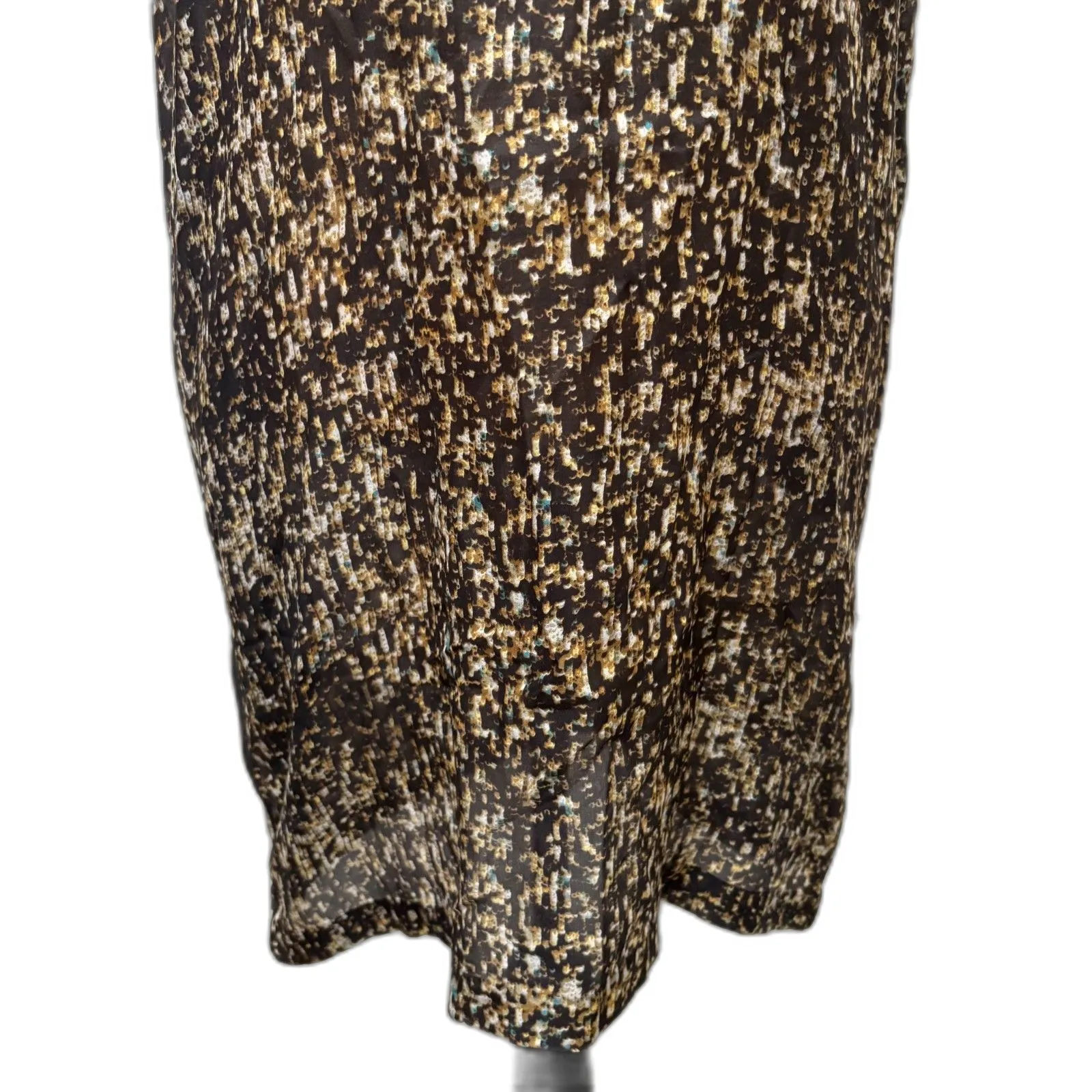 Roberta Freymann Sleeveless Shift Dress Chic Abstract Print Black Tan Size Small - Image 3