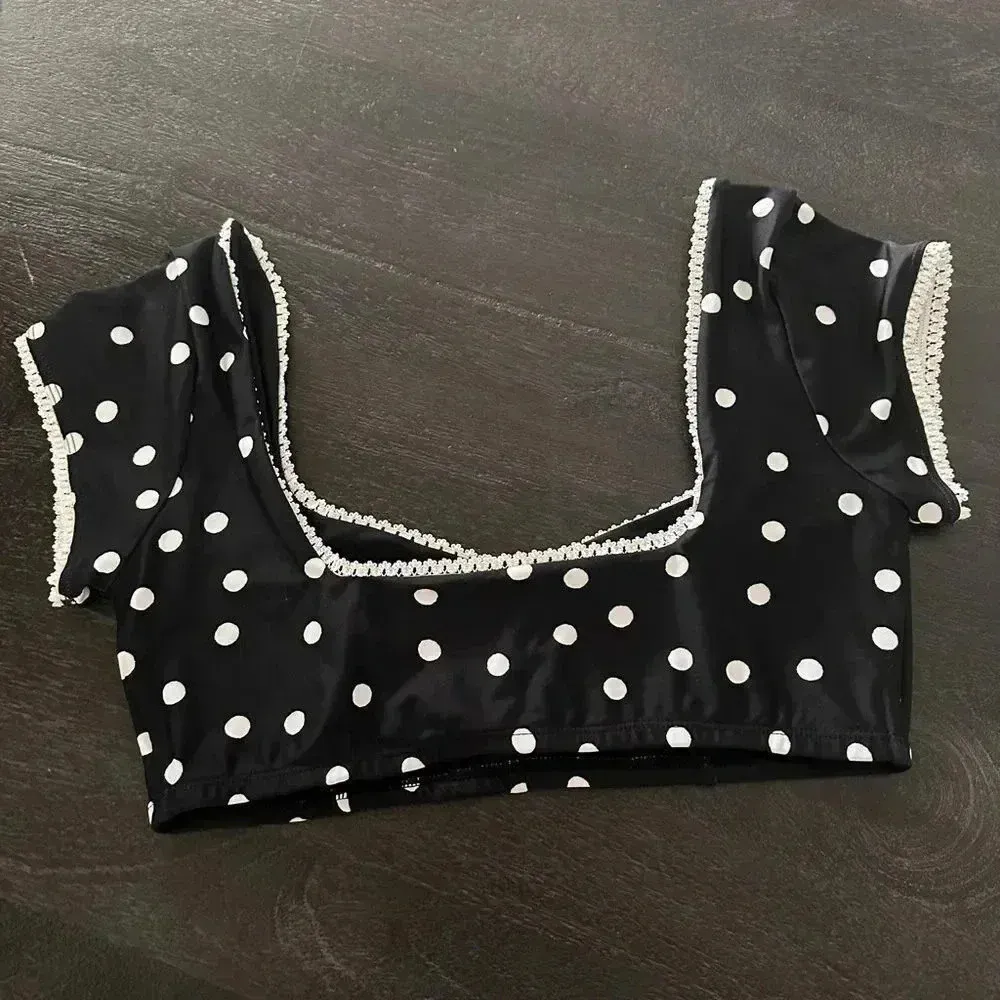 LPA Revolve Drizella  Swim Top‎ in Gigi Dot Sz M Black - Image 4