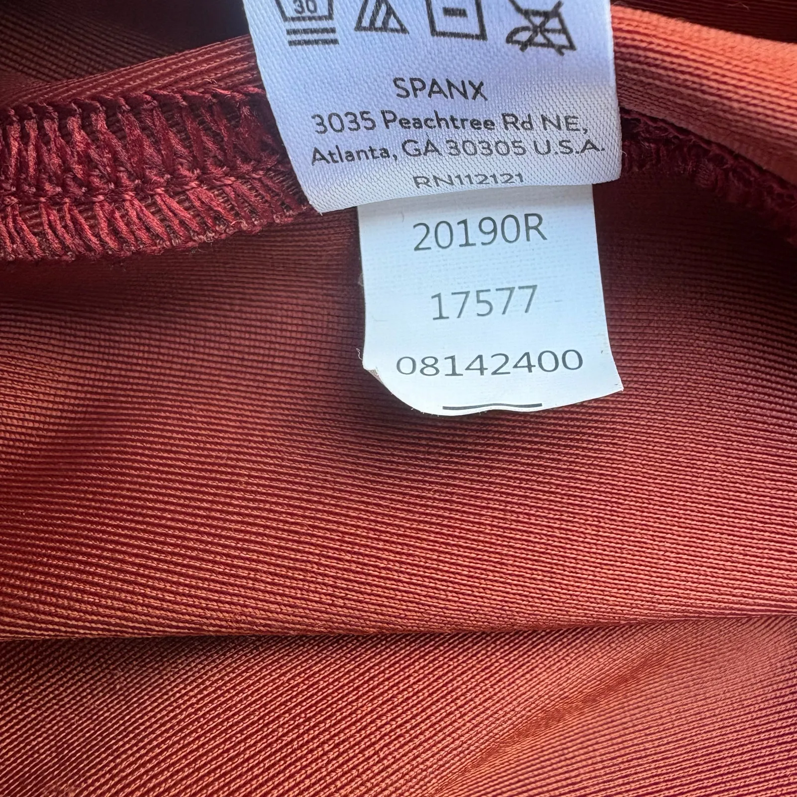 Spanx Pencil Skirt Sz L Brick Red High Waist Stretch Shaping Faux Leather - Image 9