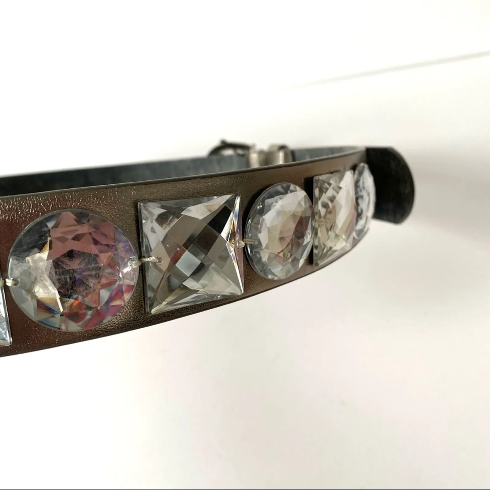 Steve by Steve Madden Silver Bejeweled Belt Medium - Image 5