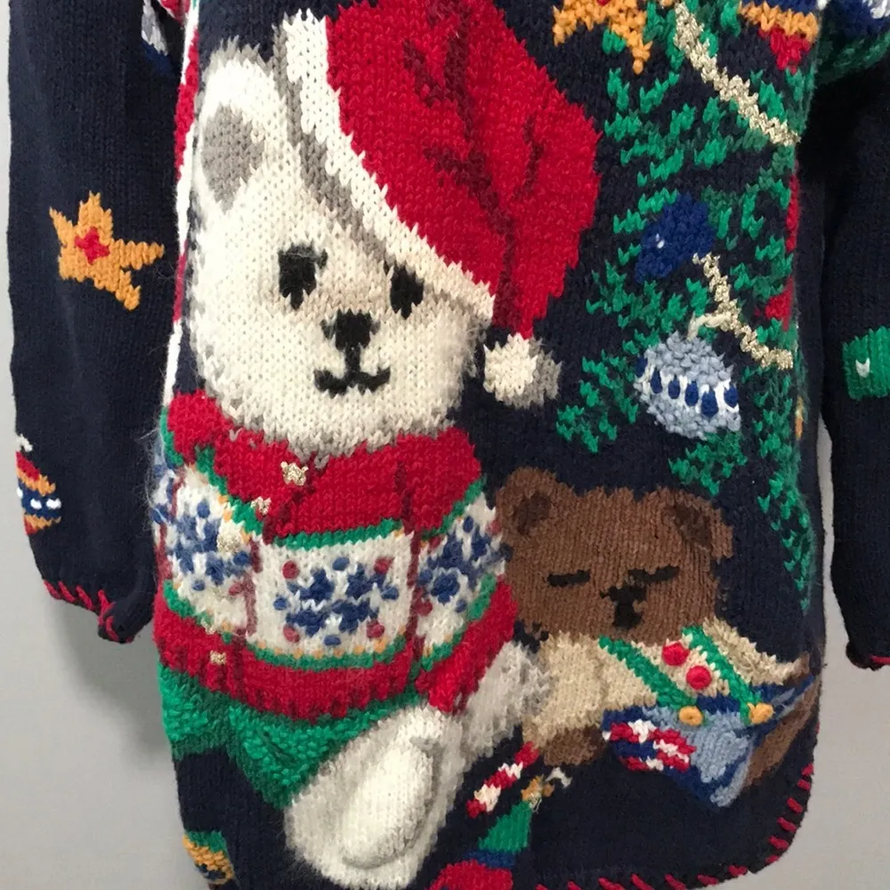 Signatures by Northern Isles Christmas Sweater Present Bears Tree Holiday Size XL - Image 3