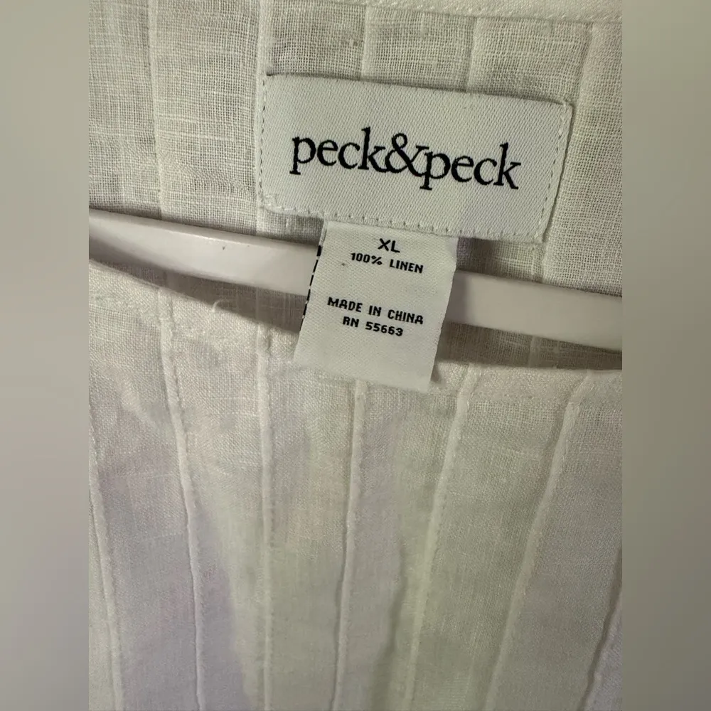 Peck & Peck Linen Top Blouse XL  Color Block Pintuck Pleats Boxy Fit - Image 4