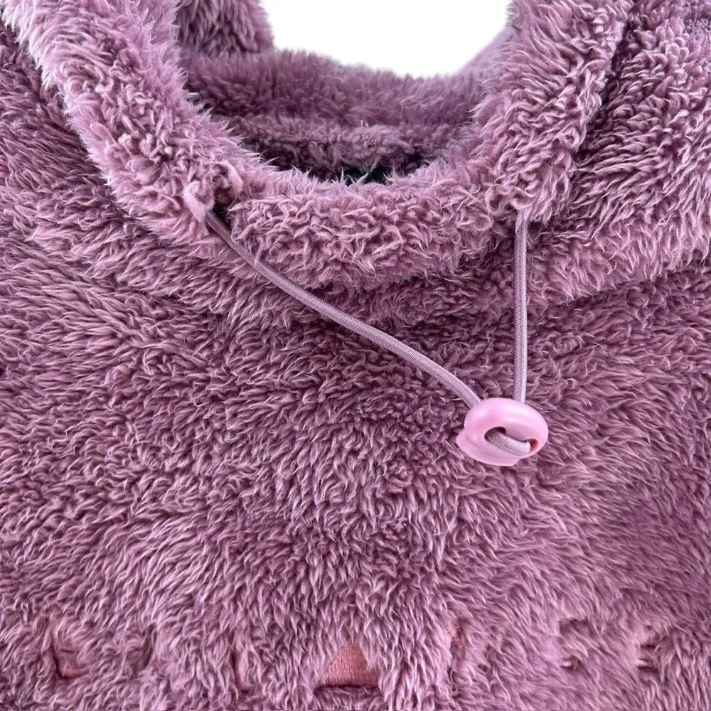 Balance Athletica Women’s S Cropped Sherpa Fleece Hoodie Dusty Mauve Cozy Lounge - Image 4