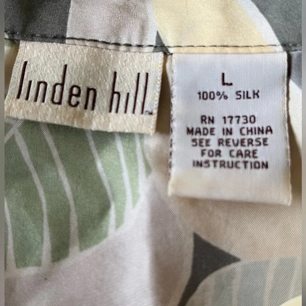 Linden Hill green, grey and yellow Hawaiian floral print camp shirt, size Large. Green - Image 3