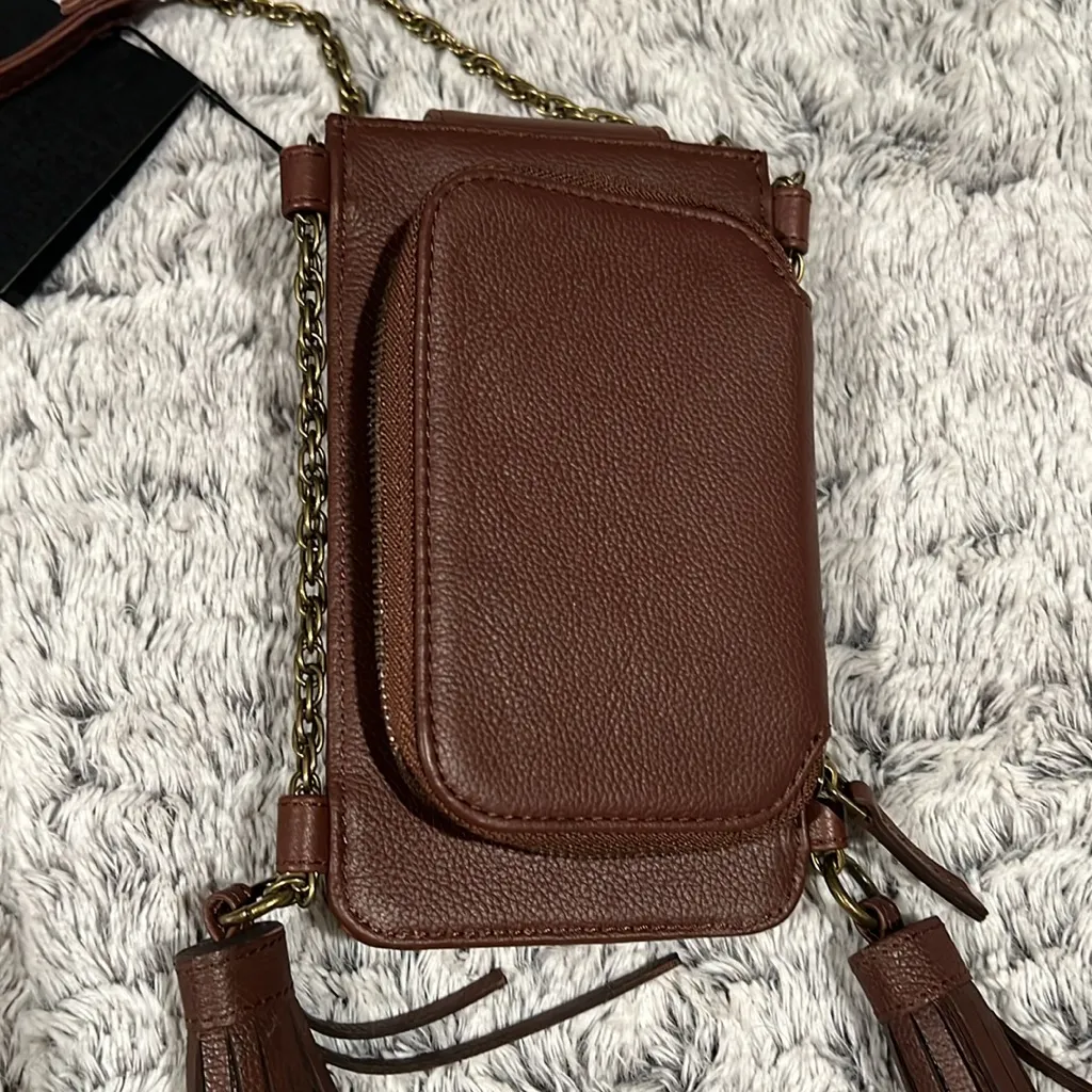 Rachel Zoe vintage leather phone crossbody bag with tassels & mini wallet NWT - Image 7
