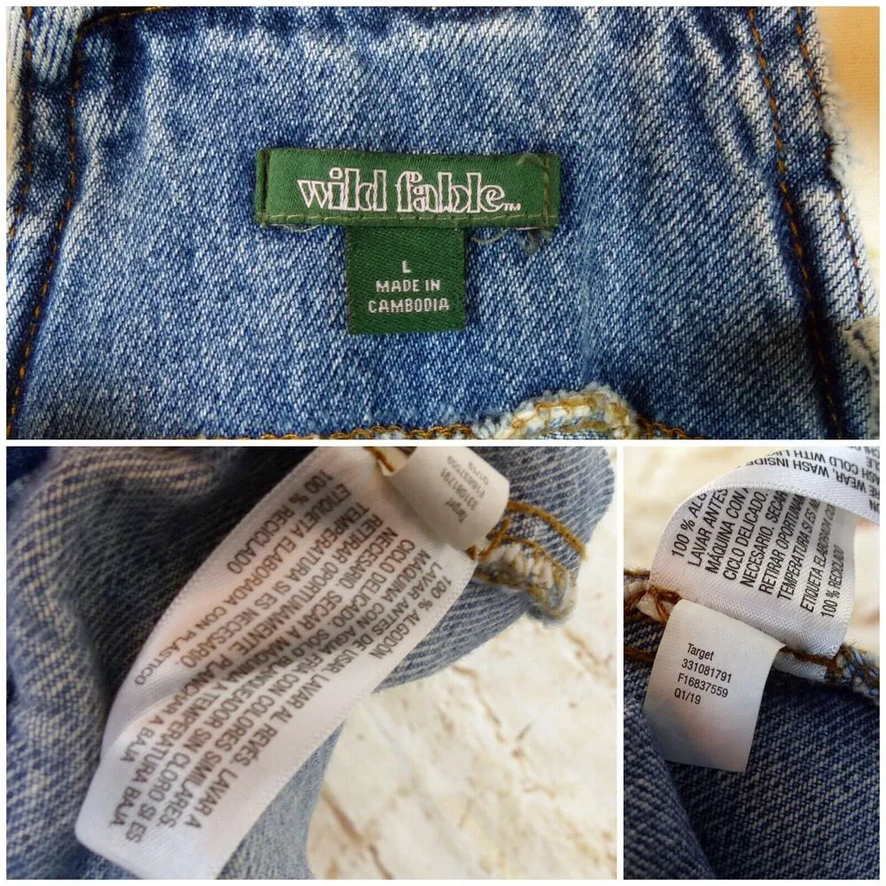 Wild Fable Dress Womens L Blue Denim Zip Front Overalls Pockets 90s Grunge Retro - Image 9