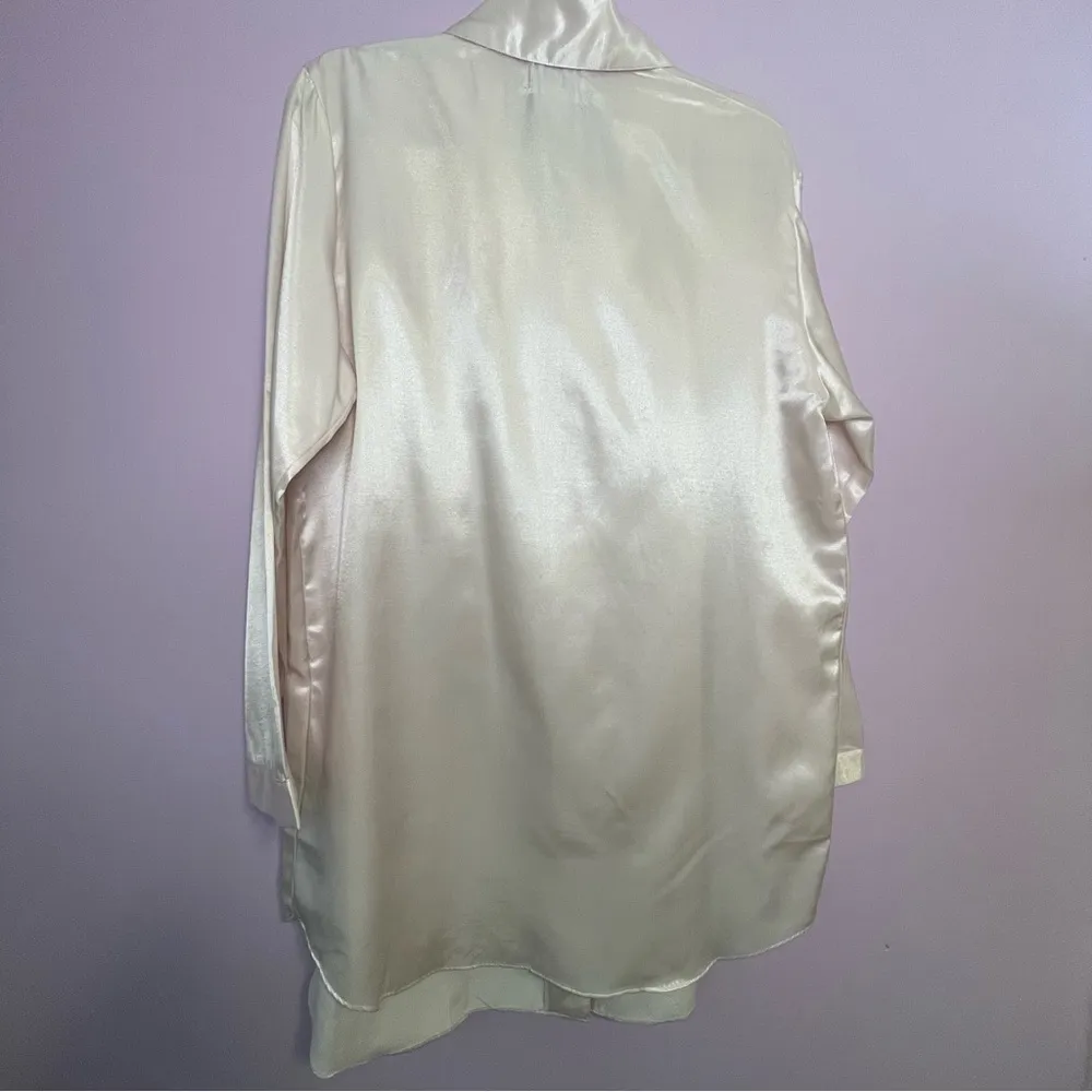 Vintage Sante Shirt Dress Nightgown Pink Satin Long Sleeve Button Collar M Size M - Image 7