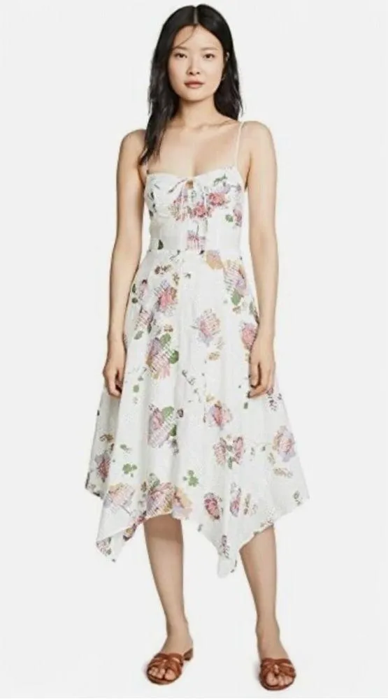 Wayf Hampshire Handkerchief Dress in Floral Printed Eyelet Lace Like New - Image 11