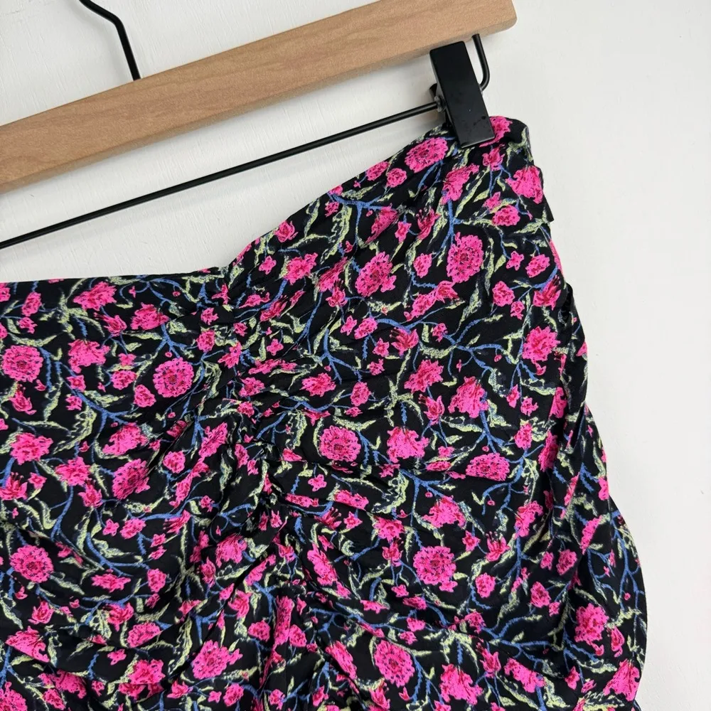 NWT ZARA Floral Ruched Mini Skirt Sz Medium Viscose Ruffle Flounce Tulip Hem - Image 5