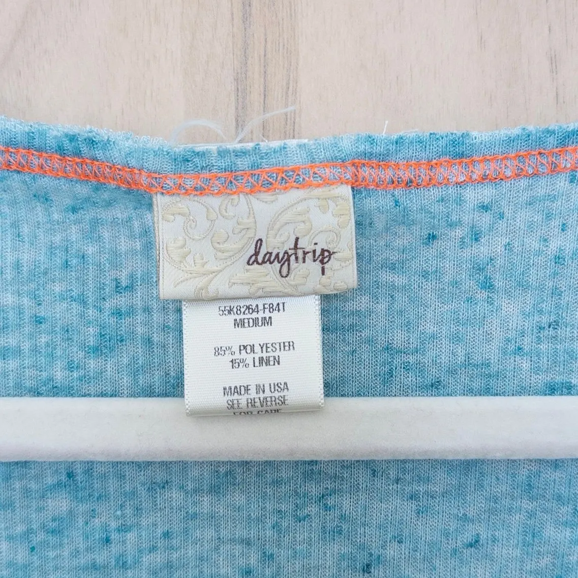 Y2K Daytrip Womens Beaded Top Size M Blue Long Sleeve Boho Grunge Indie Sleaze - Image 3