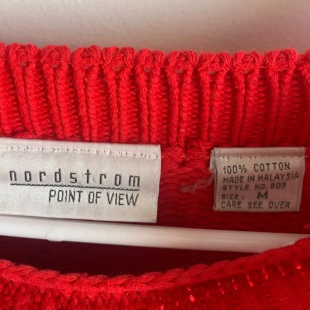 Vintage Nordstrom Point of View Red Thick Knit Crewneck Sweater - Image 3