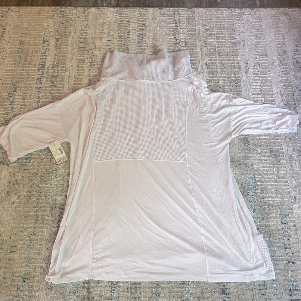 Catherine’s Pullover or Swim Cover Up Mesh Neck and Pockets Size 2X 22/24 NWT White - Image 2