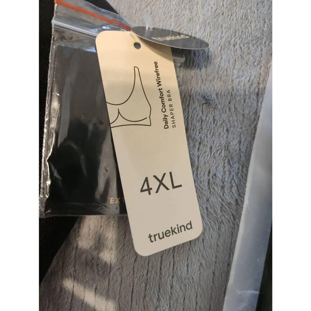 NWT New Truekind Shapermint Daily Comfort Wirefree Shaper Bra 4XL Black Size 4X - Image 2