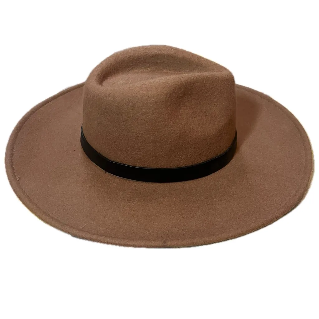 Carly Jean Los Angeles Brown Wide Brim Adjustable Ban Fedora Hat - Image 2