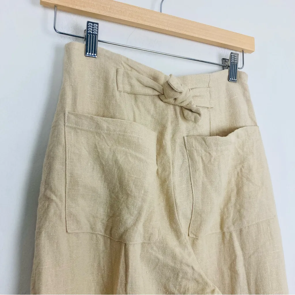 ZII Ropa wide leg high waisted tan colored linen pants. Size XS. - Image 4