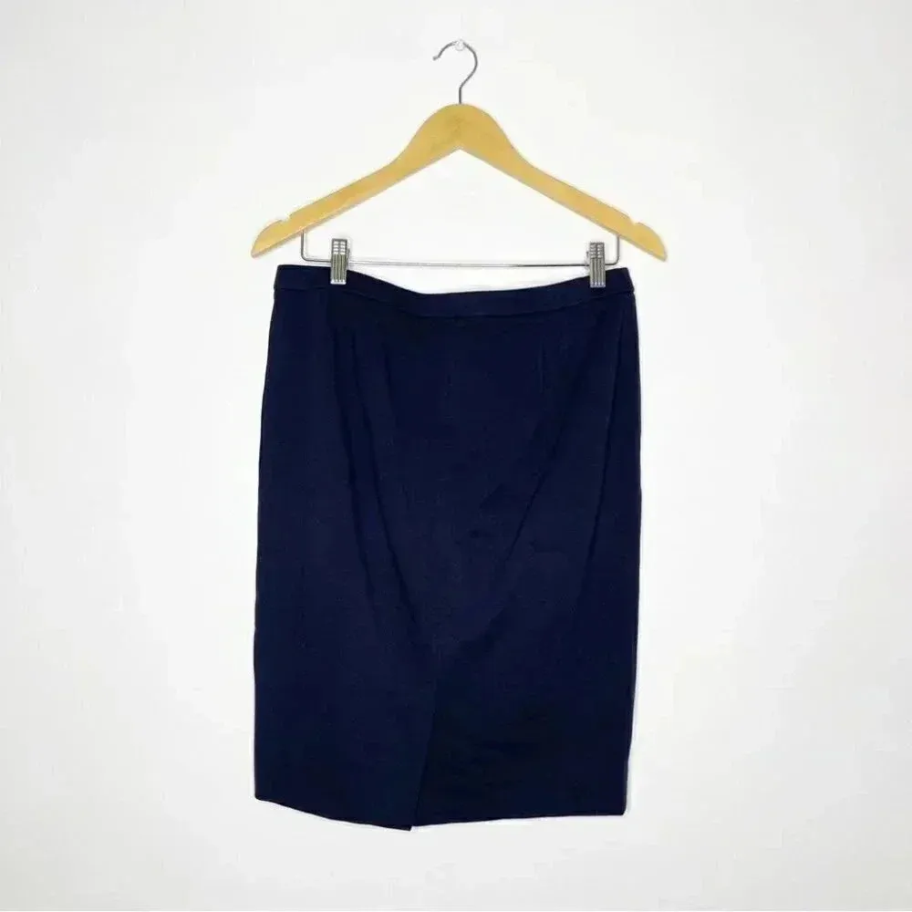 Tory Burch Navy Pencil Skirt Rayon Stretch Size Medium - Image 6