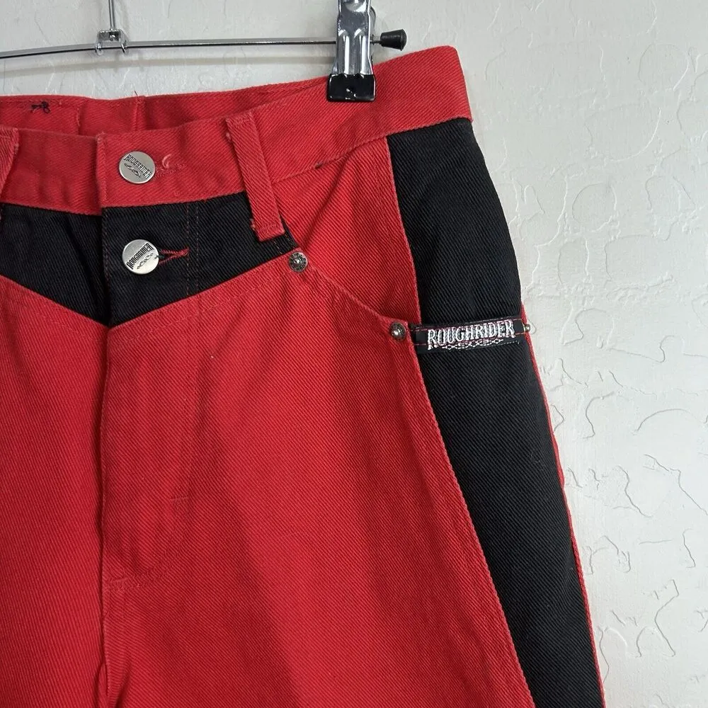 Vtg Roughrider Circle T Red Denim Jeans Womens 11/12 Western High Rise Tapered - Image 6