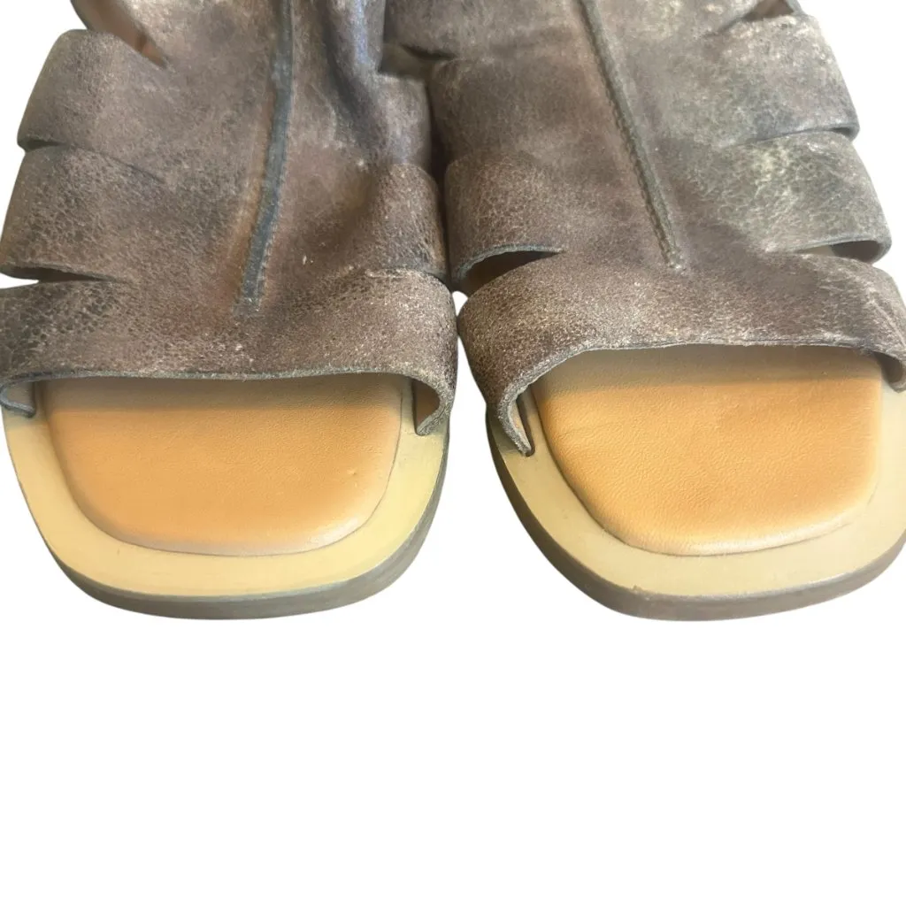 Diba True Circle City Sandals Ankle Buckle Leather Grey Brown Size 8.5 Women's Gray - Image 6