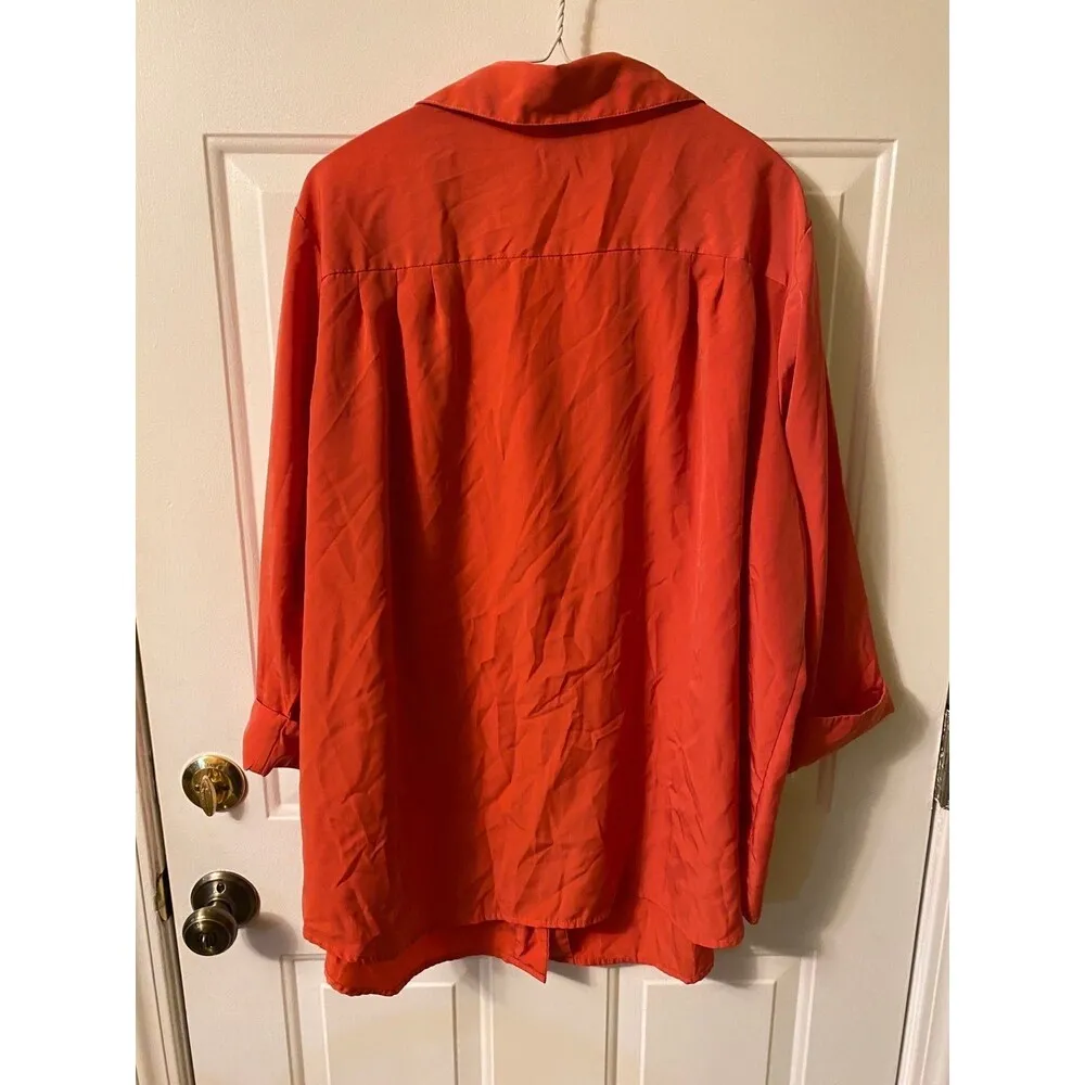 Rust orange silky shirt blouse size 1x plus - Image 2