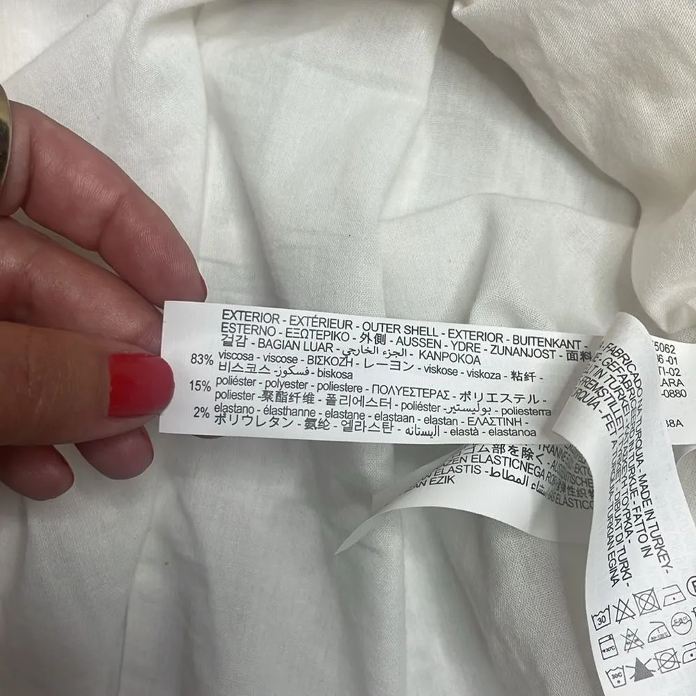 NWT Zara white Muslin Tiered and smocked mini dress Medium - Image 6