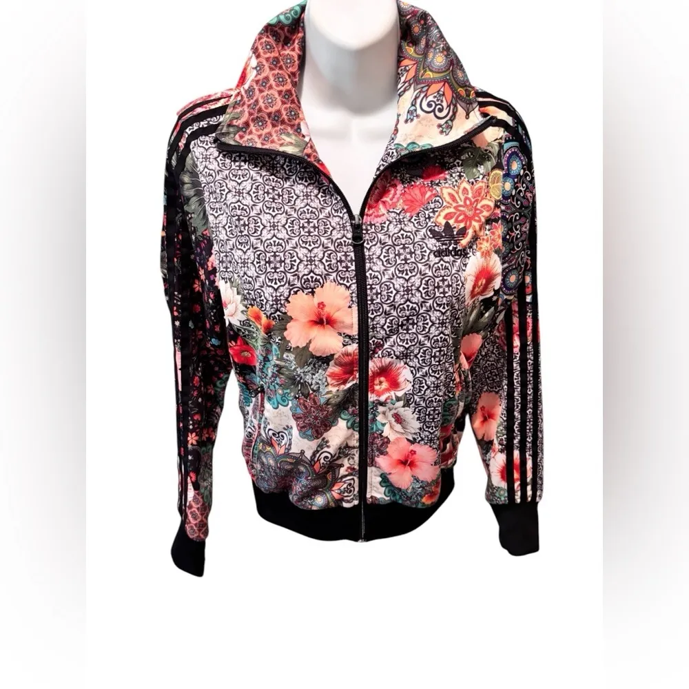 Adidas Originals Jardim Agharta Farm Firebird Floral Track Jacket Black Sz S - Image 7
