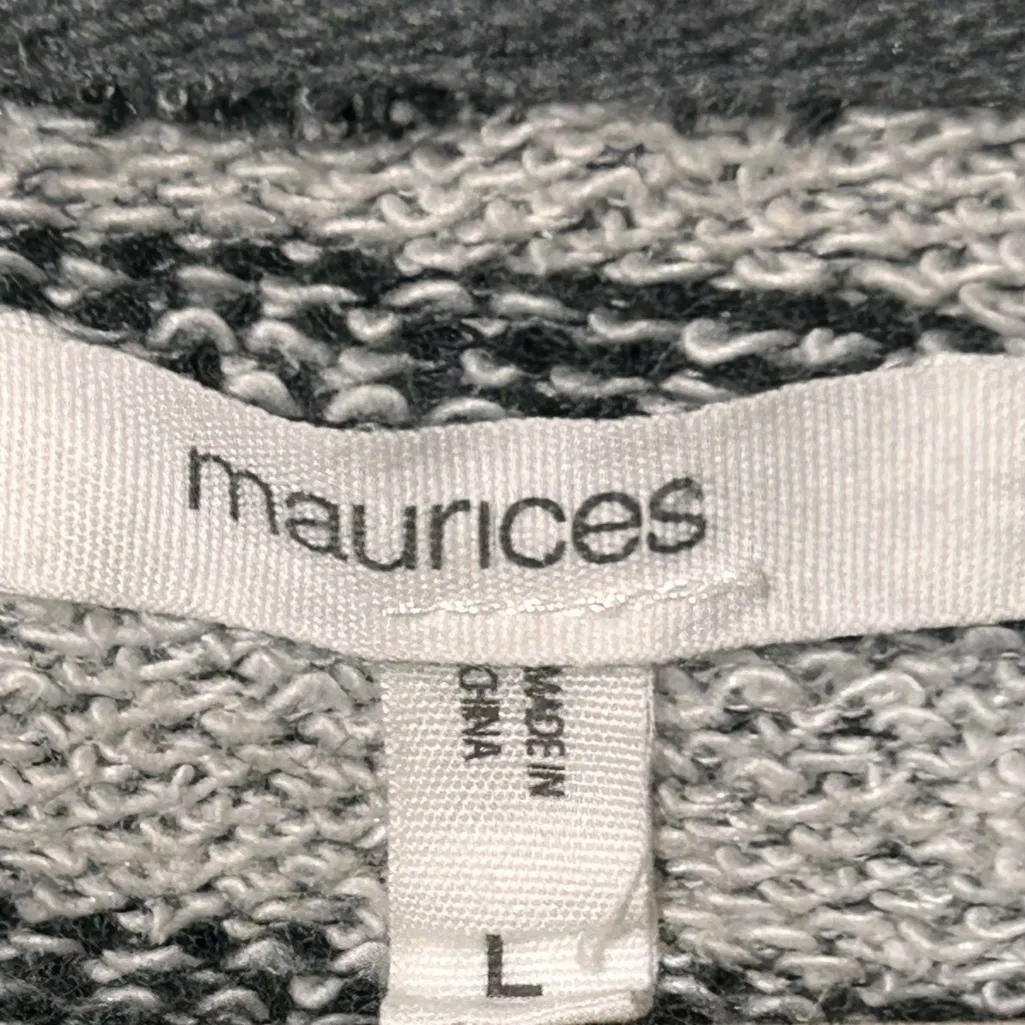 Maurices Size Large Grey asymmetrical snap neck striped wrap cardigan sweater - Image 8