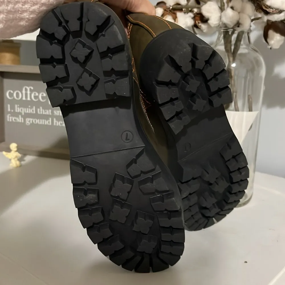 Combat Boots Jodi Olive Green Lace Up Booties Seven7 Womens 7 Hiking - Image 5