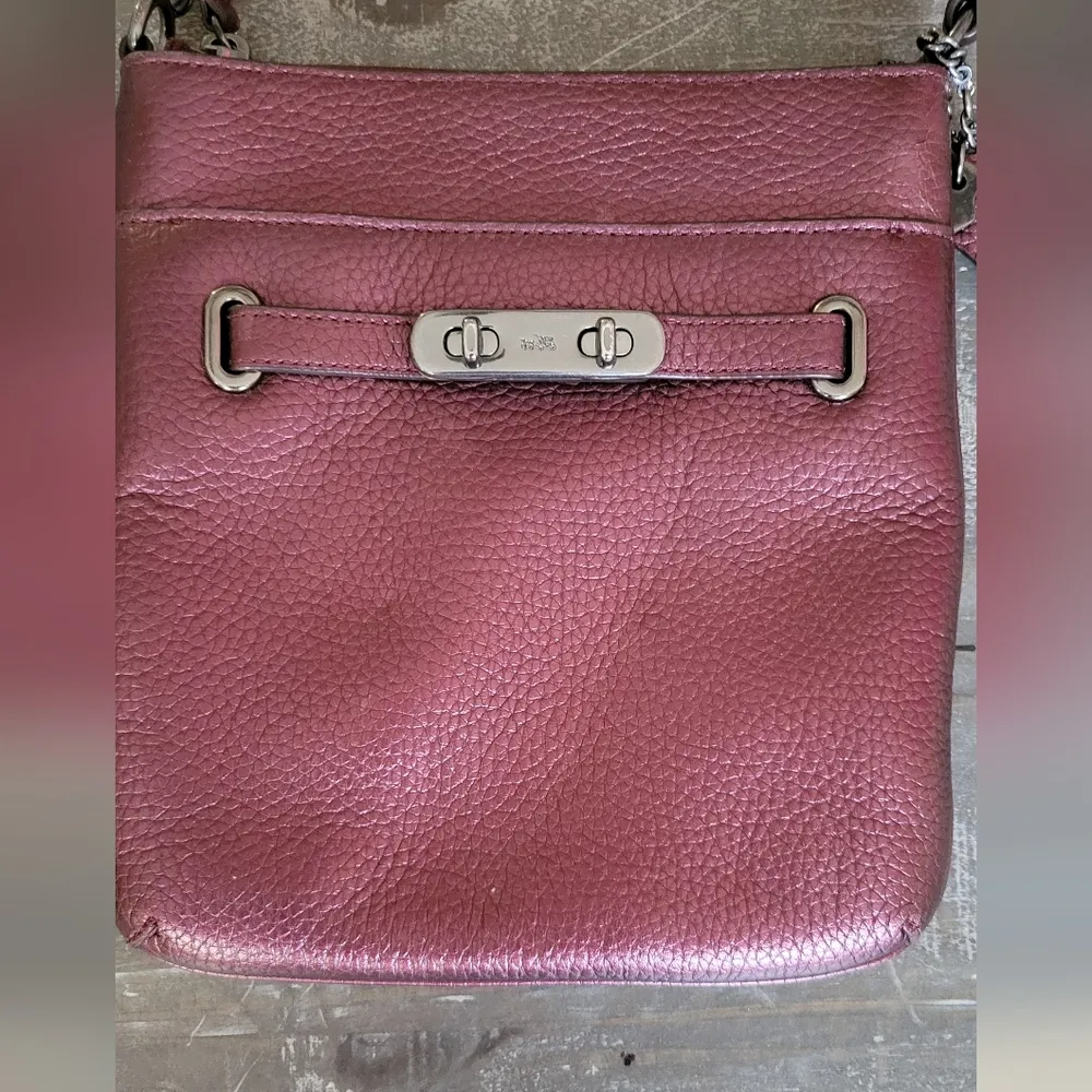 Coach Metallic Cherry Pebble Leather Crossbody Bag - Image 10