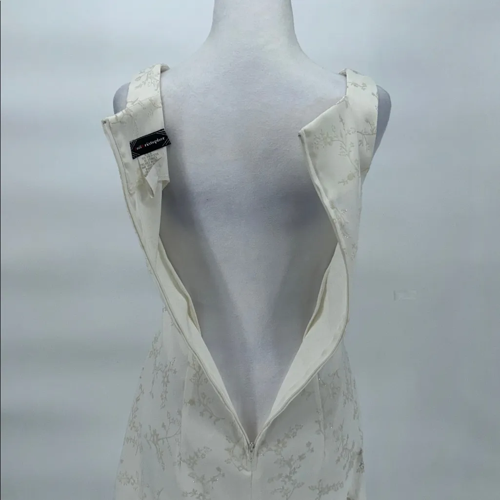 Jodi Kristopher Vintage Ivory Floral Cocktail Mini Dress Size 3/4 XS - Image 6