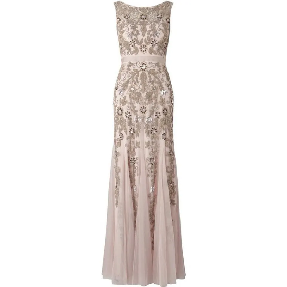 Adrianna Papell Icy Lilac Beaded Illusion Yoke Gown Formal Dress - Image 4