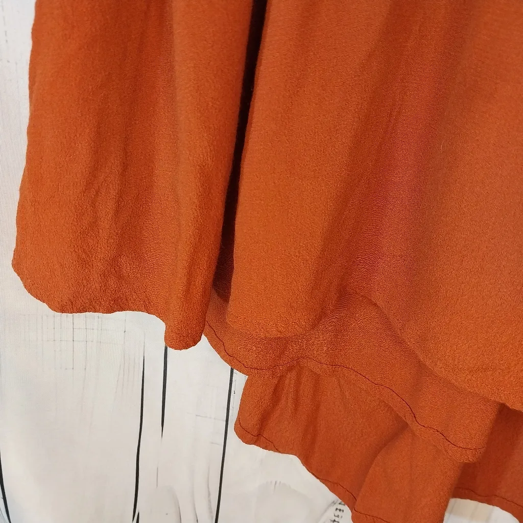 Maeve Anthropologie Rust V-Neck Faux Wrap Dress - Image 15