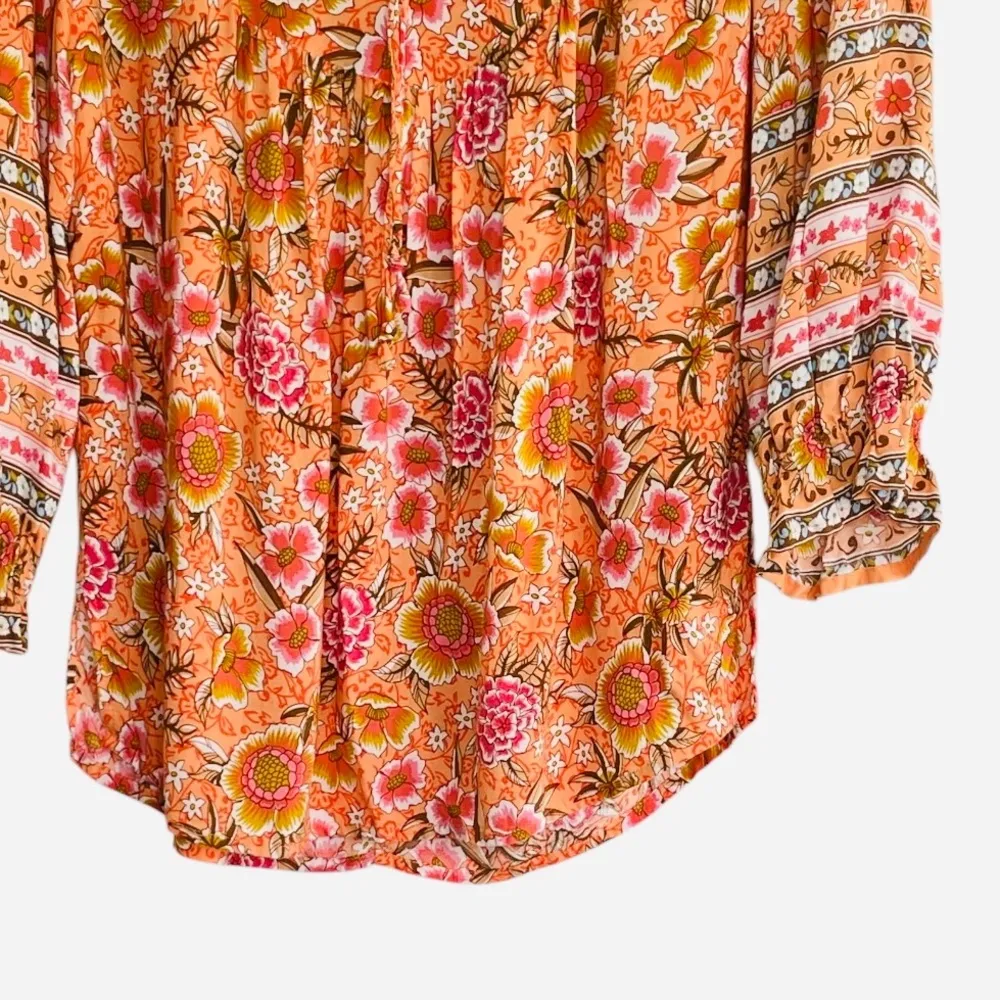 Umgee tangerine orange mix print floral top size M - Image 6