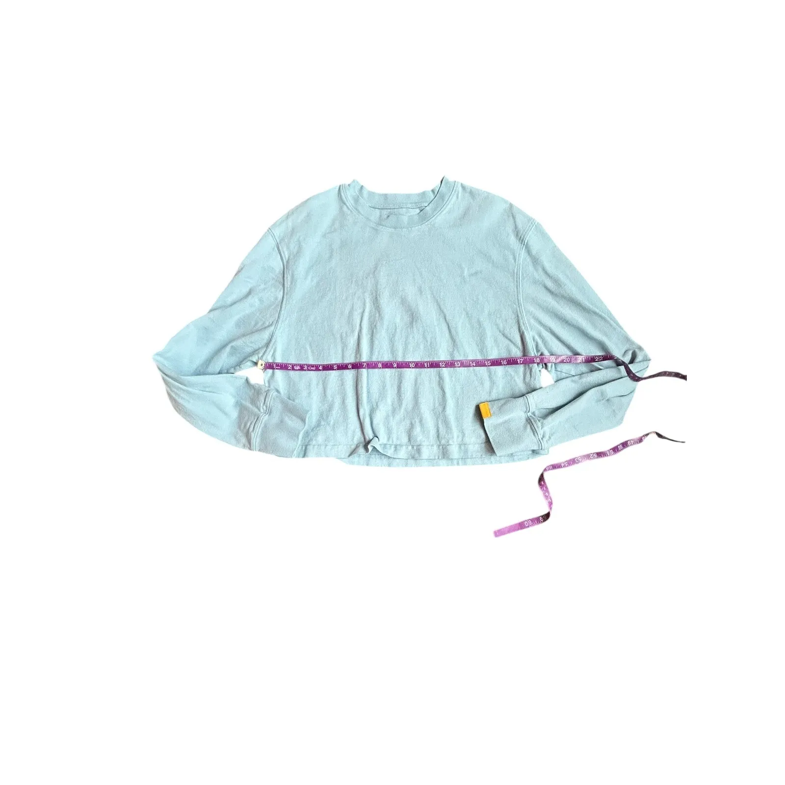 Yellow Label Light Blue Cropped Long Sleeve Sweatshirt Women's Size Medium - Image 5