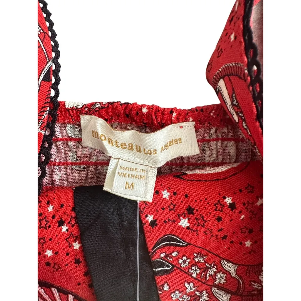 MONTEAU Red Western Crop Tank Top Size Medium NEW NWT - Image 4