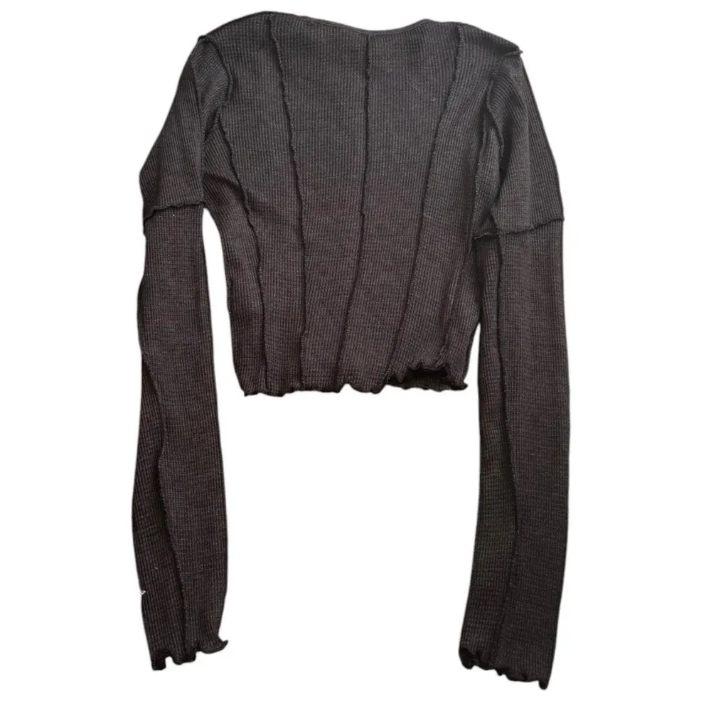 ✰glassons contrast stitch waffle long sleeve top✰ - Image 3
