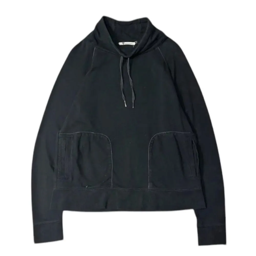 T Alexander Wang Black Leather Trim Mock Neck Pullover Hoodie Sweatshirt M Size M - Image 4