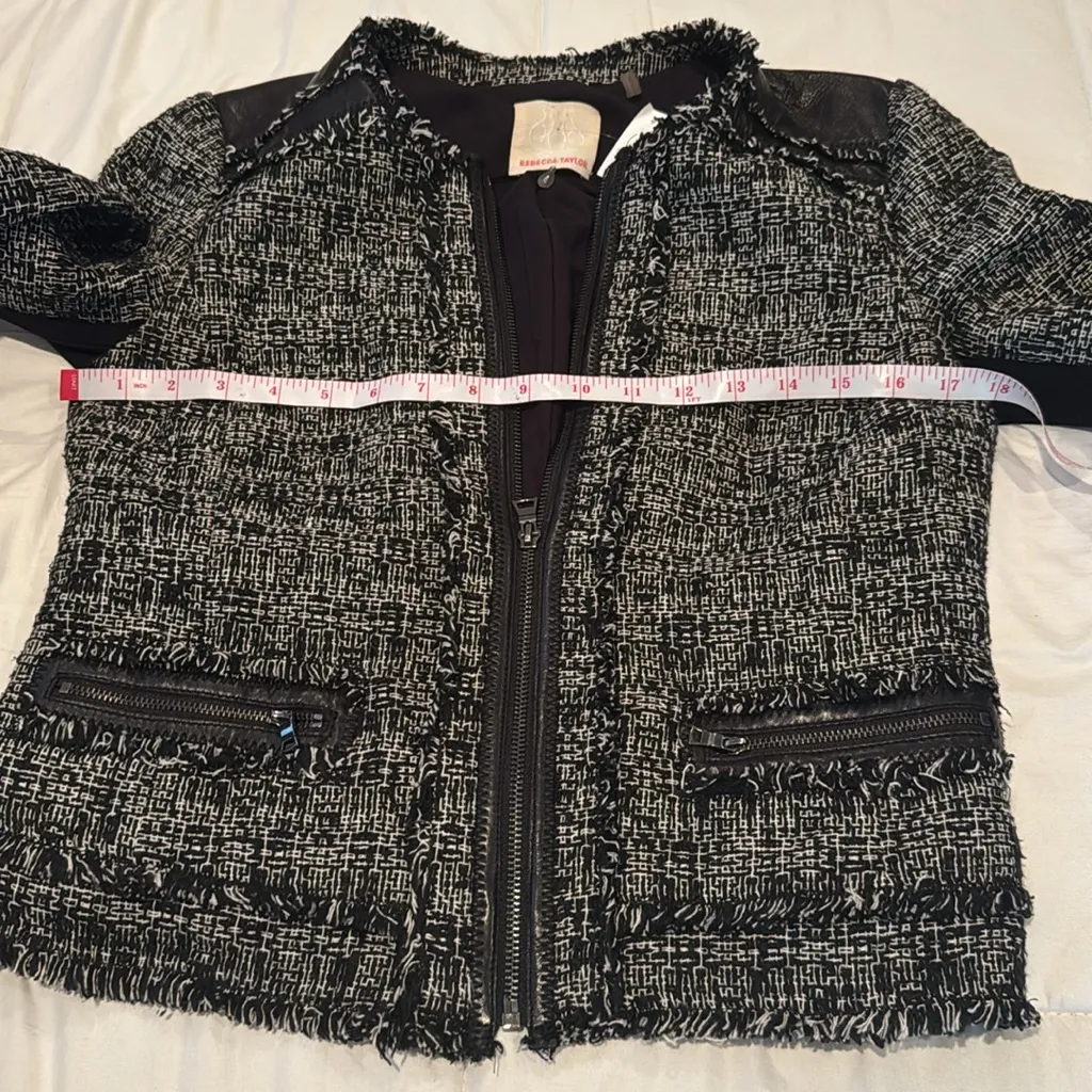 Rebecca Taylor Black and Gray Tweed Blazer size 4 - Image 6
