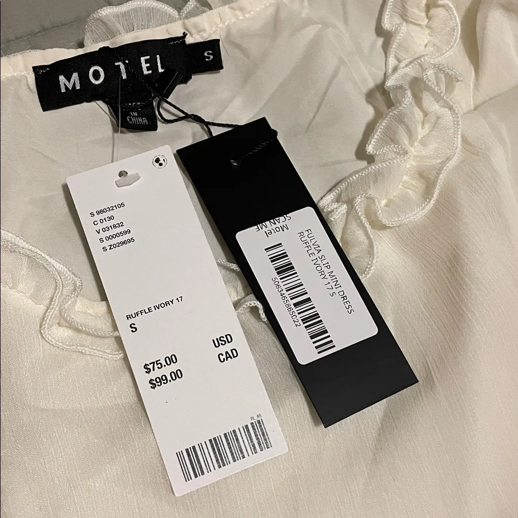 Motel Fulvia Ruffle Trim Slip Mini Dress in White/Cream (Urban Outfitters) - Image 8