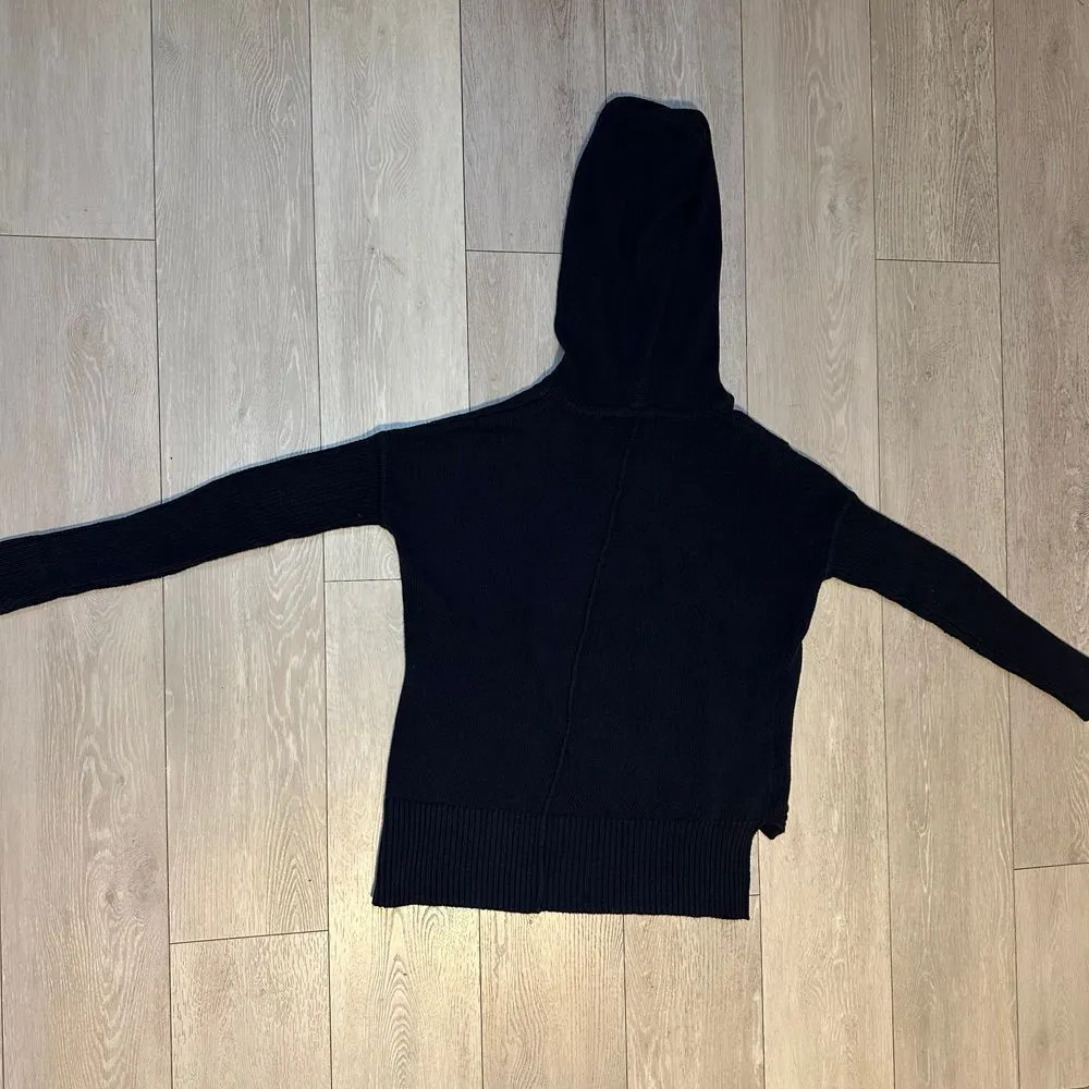 Athleta Cozy Navy Hooded Zip-Up‎ Sweater Casual Comfort Layering cable knit - Image 4