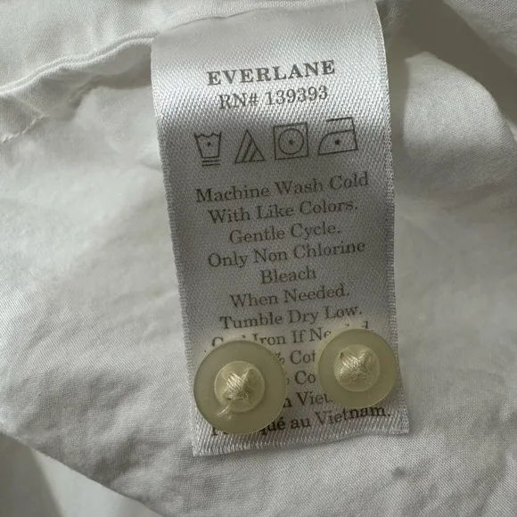 Everlane The Oversized Poplin Shirt White V Neck Long Sleeve Button Up Tunic Top - Image 10