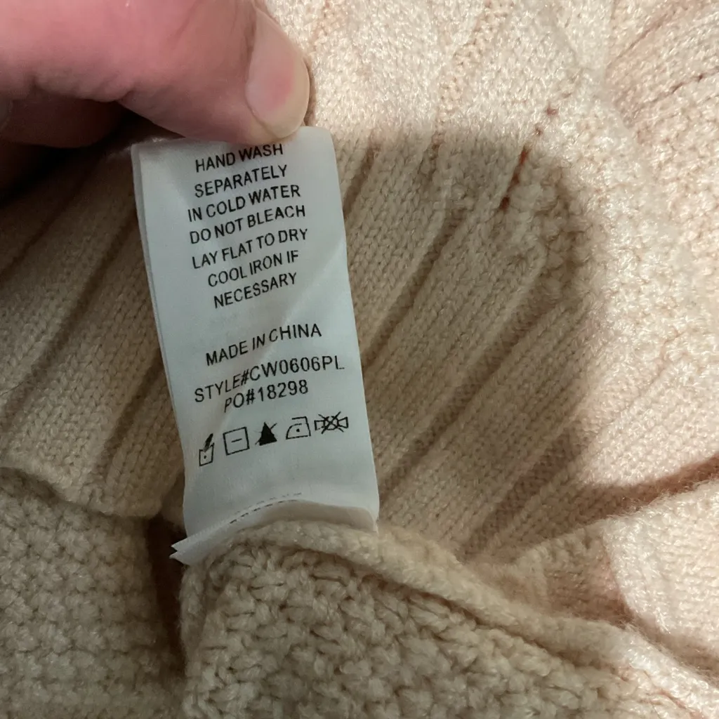 Fate Cream Cable Knit Cowl Neck Sweater Size 1X - Image 5