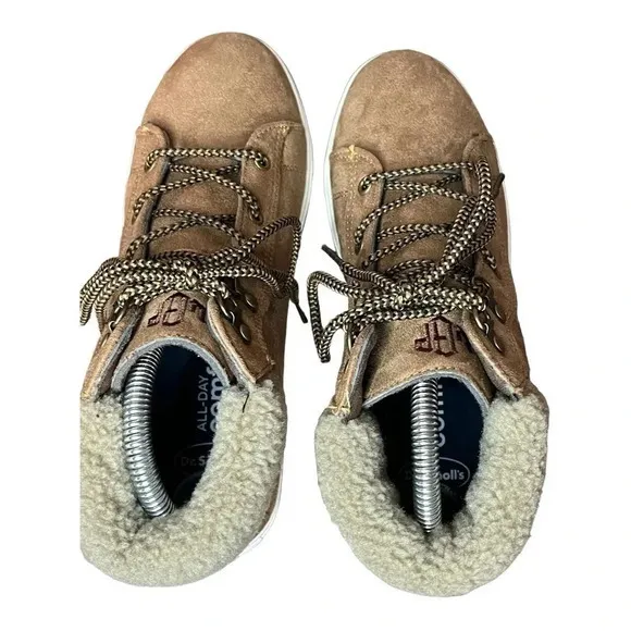 MARLEYLILLY HIGH TOP SNEAKER BOOTS FAUX SUEDE LACE‎ UP WOMEN'S SIZE 7 LIKE NEW Tan - Image 8