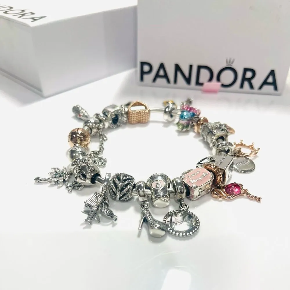 NWT Authentic PANDORA “Boss Babe” Themed Multi Charm Bracelet Rose Gold/Silver - Image 2