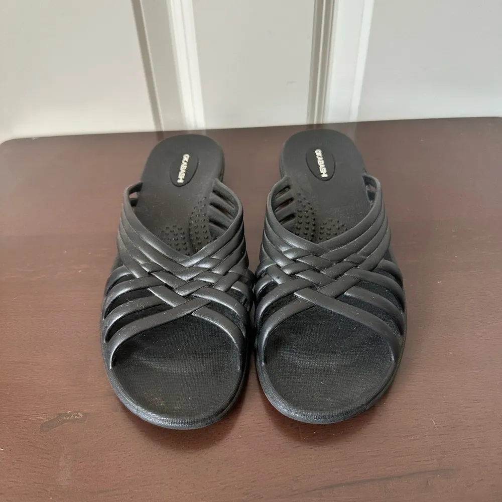 Okabashi Women’s Venice Slides Sandals Criss Cross Straps Black Size M 6.5 - Image 2